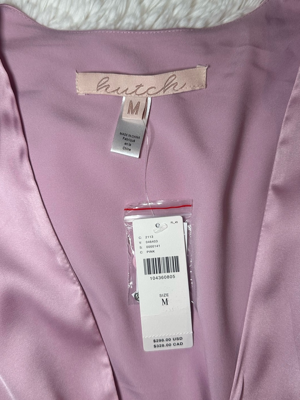 Hutch Pink Satin Faux Feather Wrap Mini Dress Size M NWT - Picture 6 of 16
